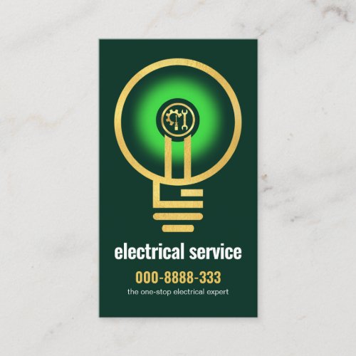illuminating Gold Electrician Bulb Filament Business Card