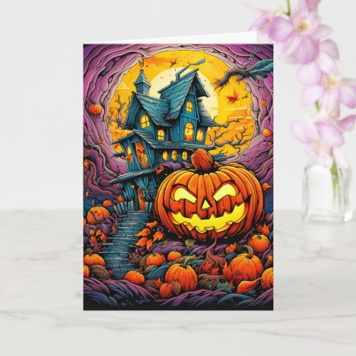 Illuminating Halloween Pumpkin Card