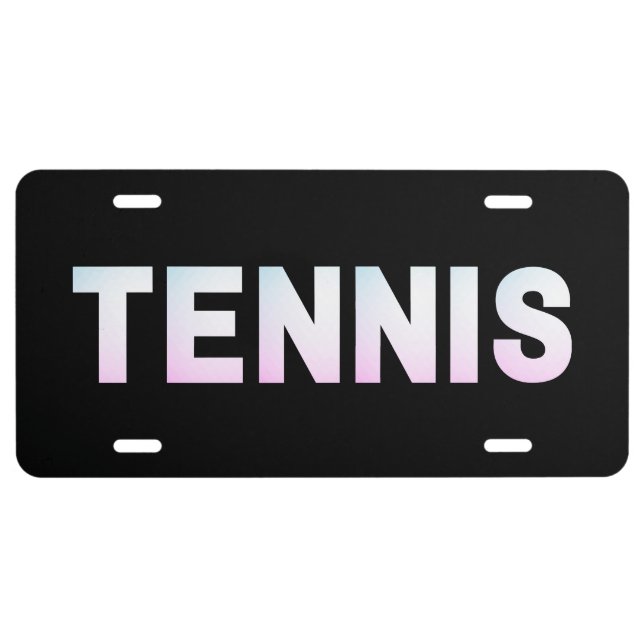 Illuminating Pink Blue Tennis Ombre Typography Fun License Plate (Front)