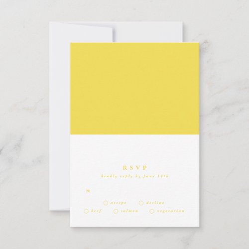 Illuminating Plain Modern Text Yellow Wedding RSVP Card