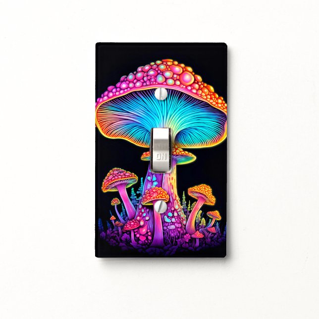 Illuminating Wild Mushroom Illustration Design Light Switch Cover (Creator Uploaded)