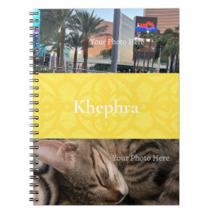 Illuminating Yellow Batik Name and Photo Collage Notebook