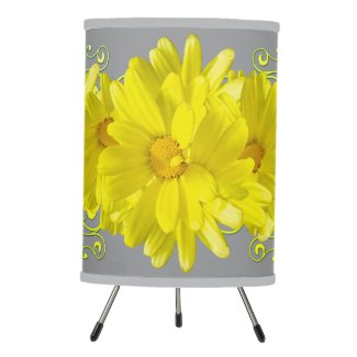 Illuminating Yellow Daisy Flowers Tripod Lamp