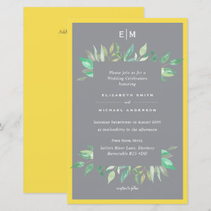 Illuminating Yellow Gray Budget Wedding Invite A9