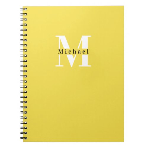 Illuminating Yellow Monogram Modern Simple Cute Notebook