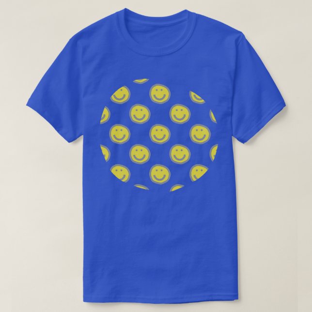 Illuminating Yellow Round Happy Face with Smile Pa T-Shirt (Design Front)