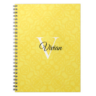 Illuminating Yellow Watercolor Monogram Name Notebook