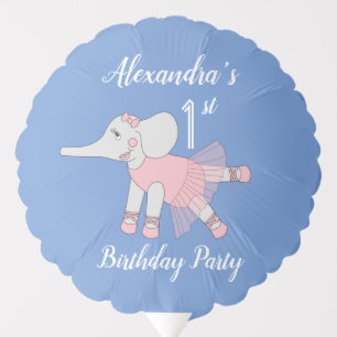 illusima Ballerina Elephant Blue 1st Birthday Balloon