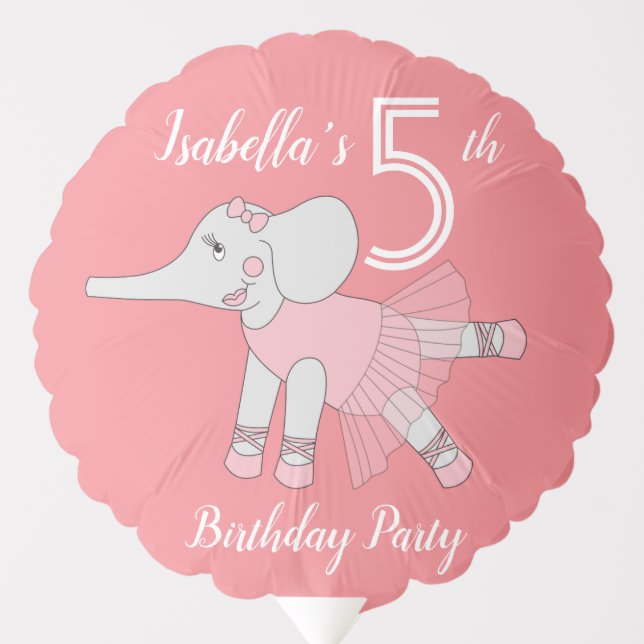 illusima Ballerina Elephant Peach Party Balloon (Front)