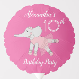 illusima Ballerina Elephant Pink 10th Birthday Balloon