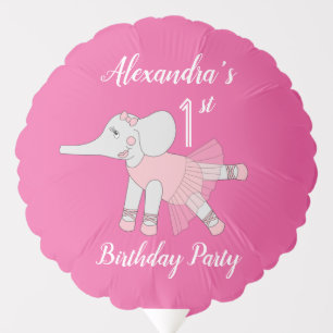 illusima Ballerina Elephant Pink 1st Birthday Balloon