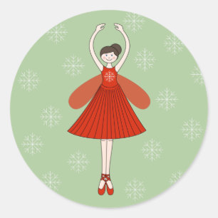 illusima Ballerina Fairy Christmas Snowflakes Classic Round Sticker