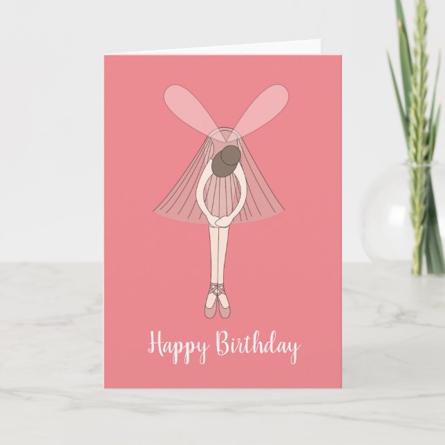illusima Ballerina Fairy Peach Birthday Card (Front)