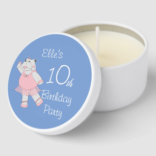 illusima Ballerina Hippo Blue 10th Birthday Mini Candle Favors