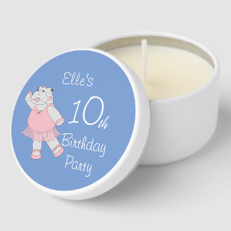 illusima Ballerina Hippo Blue 10th Birthday Mini Candle Favors
