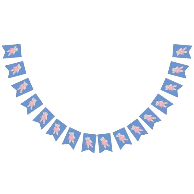 illusima Ballerina Hippo Blue Bunting Flags (All)