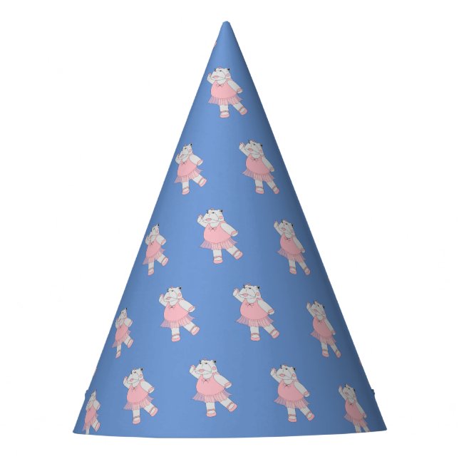 illusima Ballerina Hippo Blue Party Hat (Front)