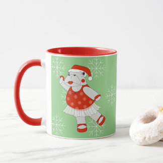 illusima Ballerina Hippo Christmas Snowflakes Mug