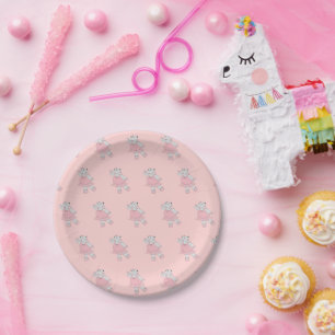 illusima Ballerina Hippo Pastel Pink Paper Plates