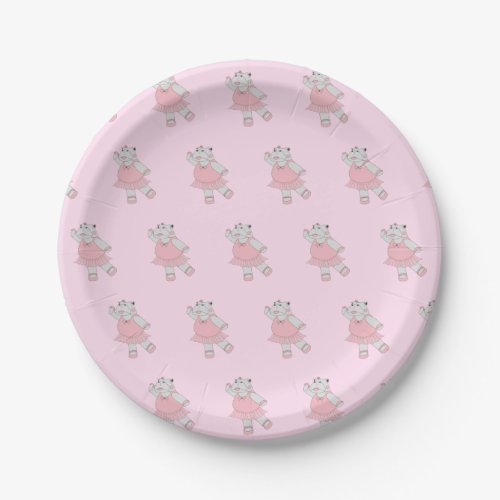 illusima Ballerina Hippo Pastel Pink Paper Plates