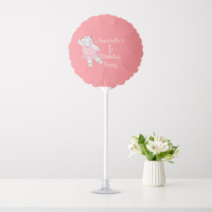 illusima Ballerina Hippo Peach 1st Birthday Table Balloon