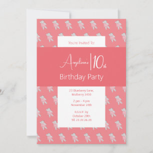 illusima Ballerina Hippo Peach Birthday Party Invitation