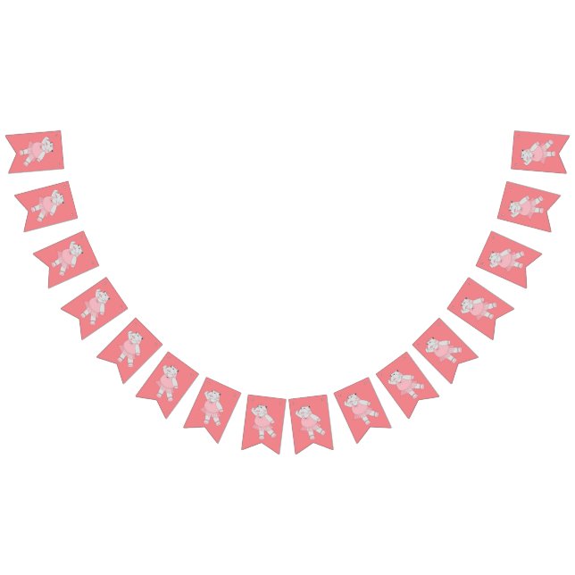 illusima Ballerina Hippo Peach Bunting Flags (All)