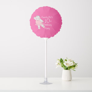 illusima Ballerina Hippo Pink 10th Birthday Table Balloon