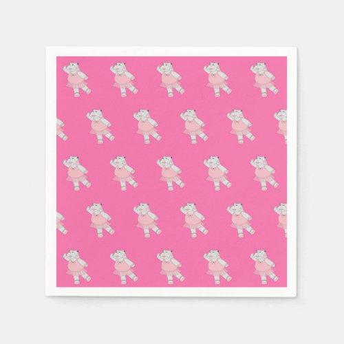 illusima Ballerina Hippo Pink Birthday Party Napki Napkins