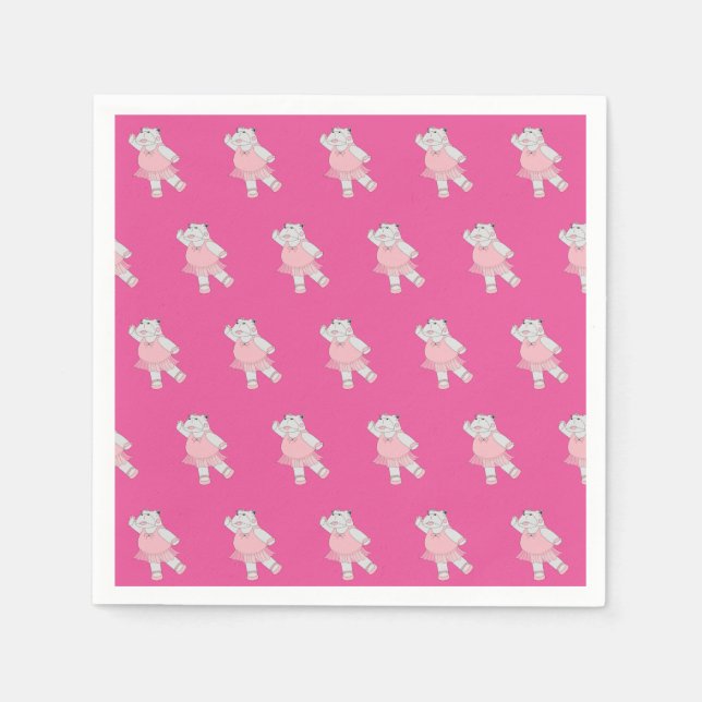 illusima Ballerina Hippo Pink Napkins (Front)