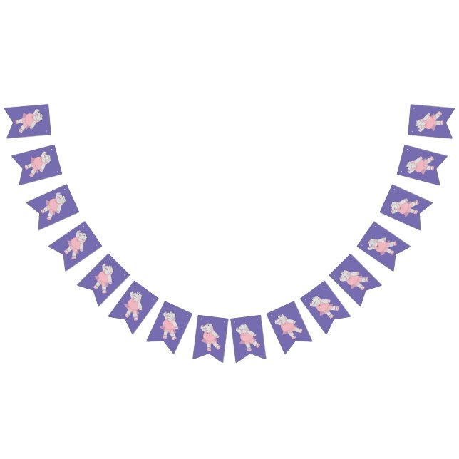 illusima Ballerina Hippo Purple Bunting Flags (All)