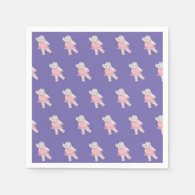 illusima Ballerina Hippo Purple Napkins (Front)