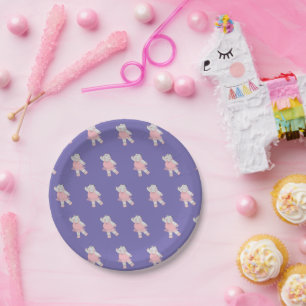 illusima Ballerina Hippo Purple Paper Plates