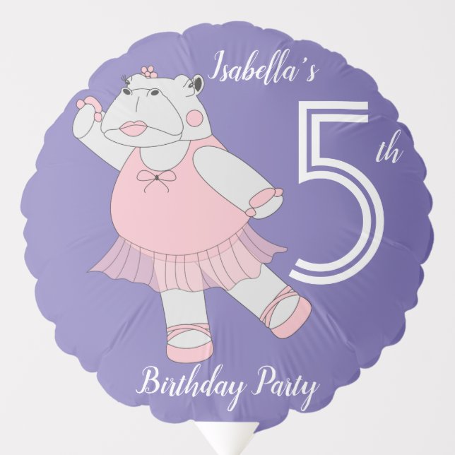 illusima Ballerina Hippo Purple Party Balloon (Front)