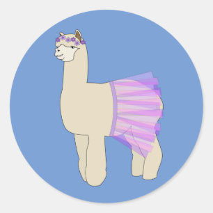 illusima Ballerina Llama Blue Classic Round Sticker