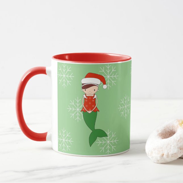 illusima Ballerina Mermaid Christmas Snowflakes Mug (With Donut)