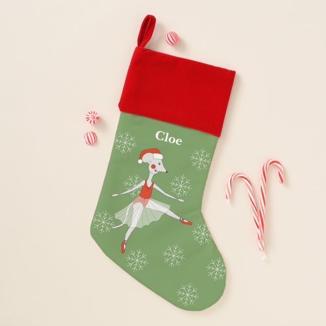 illusima Ballerina Mouse Christmas Snowflakes Stocking (Front)