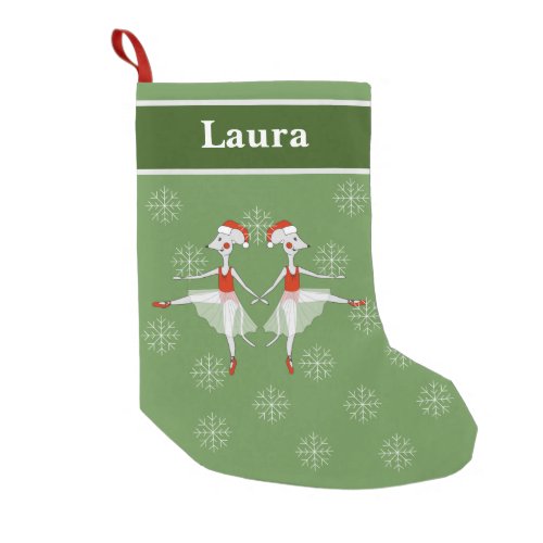 illusima Ballet Dancing Mice Christmas Snowflakes Small Christmas Stocking