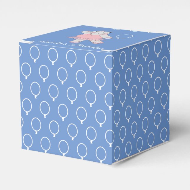 illusima Ballet Hippo Balloon Pattern Blue Favor Boxes (Front Side)