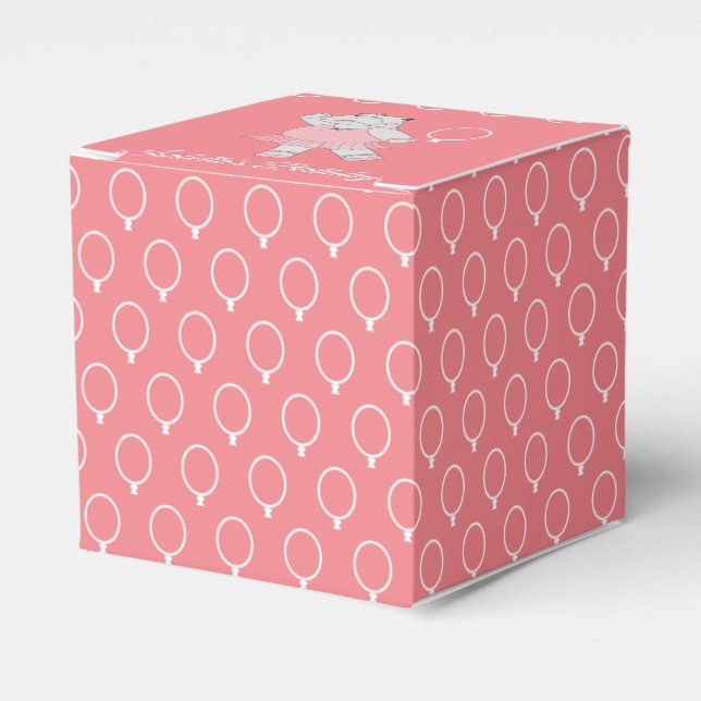 illusima Ballet Hippo Balloon Pattern Peach Favor Boxes (Front Side)