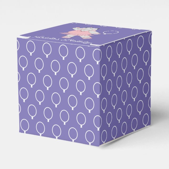 illusima Ballet Hippo Balloon Pattern Purple Favor Boxes (Front Side)