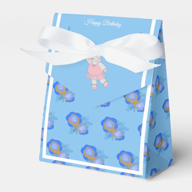 illusima Ballet Hippo Blue Rose Birthday Gift/ Favor Boxes (Front Side)