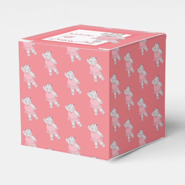 illusima Ballet Hippo Pattern Peach Birthday Party Favor Boxes (Front Side)
