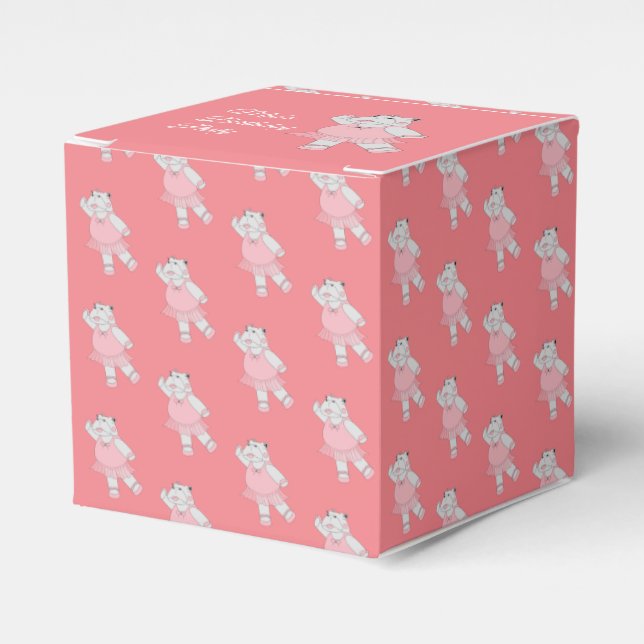 illusima Ballet Hippo Pattern Peach Birthday Party Favor Boxes (Front Side)