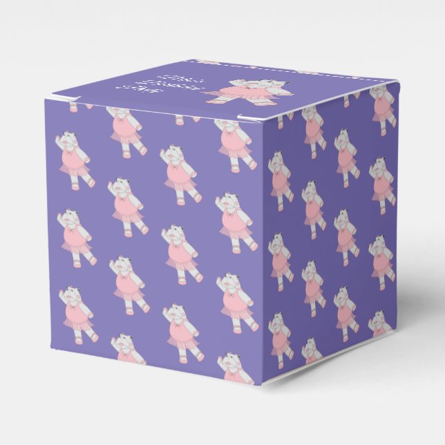 illusima Ballet Hippo Pattern Purple Birthday Favor Boxes (Front Side)