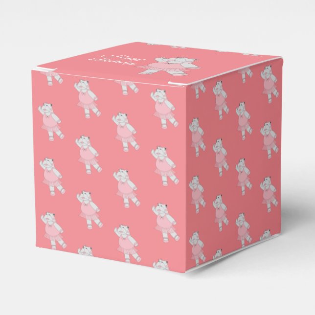 illusima Ballet Hippo Peach Birthday Gift Box/ Favor Boxes (Front Side)