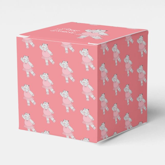 illusima Ballet Hippo Peach Birthday Gift Box/ Favor Boxes (Front Side)