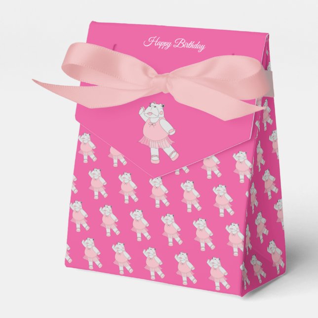 illusima Ballet Hippo Pink Birthday Gift Box/ Favor Boxes (Front Side)