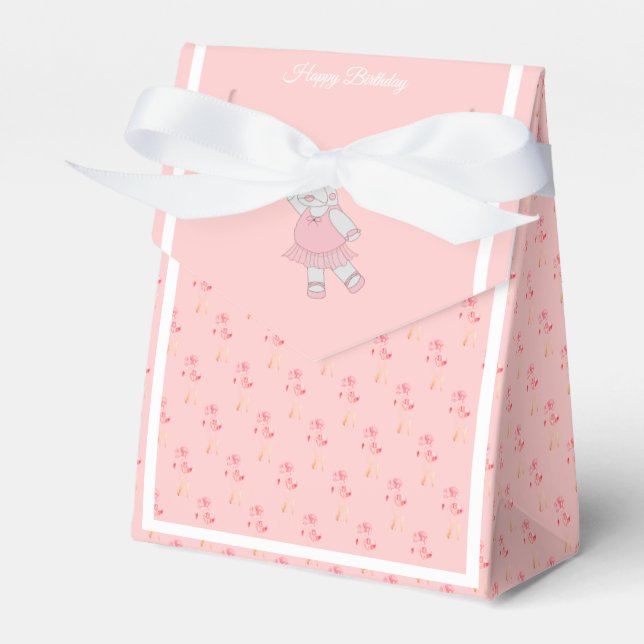 illusima Ballet Hippo Pink Tulips Birthday Gift/ Favor Boxes (Front Side)