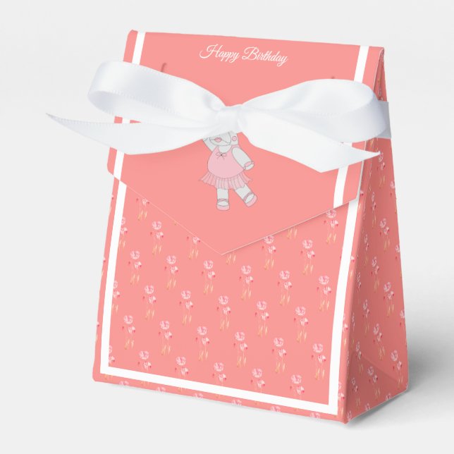 illusima Ballet Hippo Pink Tulips Peach Gift/ Favor Boxes (Front Side)